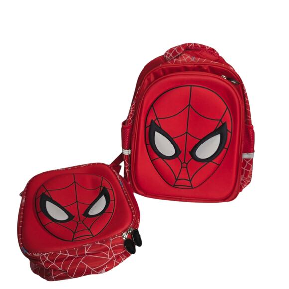 Kids Red 14.5" Tall Back to School Backpack & Matching Insulated Lunch Box New - Picture 1 of 10